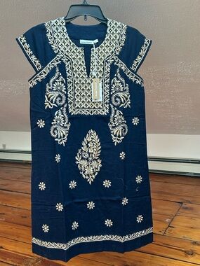 Roller Rabbit Faith Dress in Navy & Gold. Size XS. Brand NEW.
